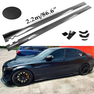 86.6“ Carbon Fiber Side+Skirt Rocker Panel Splitter Lip For Mercedes-Benz E200 Foto 1 de 4