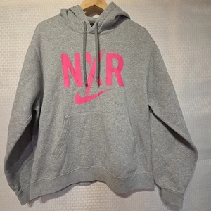Nike NXR Hoodie 2021 Gray Pink Swoosh Logo Graphic Pullover Sweatshirt Retro Y2K - Picture 1 of 19