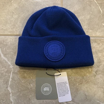 Gorro Canada Goose Arctic Disc Toque etiqueta azul alpino tejido acanalado nuevo con etiquetas para hombre Foto 1 de 4