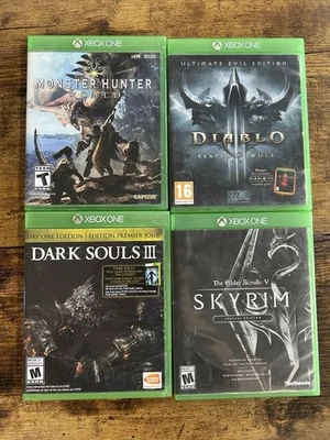 Xbox One RPG Lot - Skyrim, Dark Souls III, Diablo III, Monster Hunter World - Bild 1 von 4