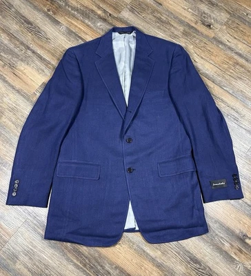 Samuelsohn Sport Coat Jacket Men's 42L Greenwich II Linen Silk Blue Blazer NWT - Image 1 of 4