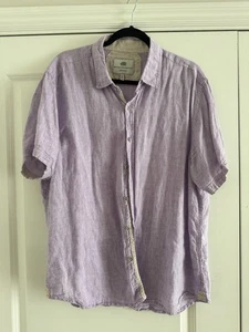 Report Collection XL Resort Soft Linen Short Sleeve Purple Button Down Shirt - Picture 1 of 5