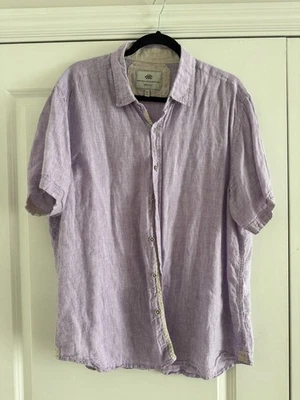 Report Collection XL Resort Soft Linen Short Sleeve Purple Button Down Shirt - Image 1 of 4