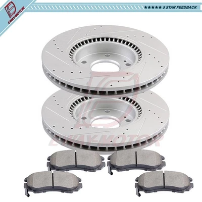 Rotores y pastillas de freno delanteros cerámicos perforados para Hyundai Sonata 2009-2010 Foto 1 de 4