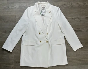 H&M Oversized Boyfriend Fit White Blazer Women’s Size L NWT - Picture 1 of 8