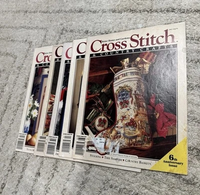 1991 1993 Vintage Cross Stitch & Country Crafts Magazines patterns Lot of 5 - Image 1 of 4
