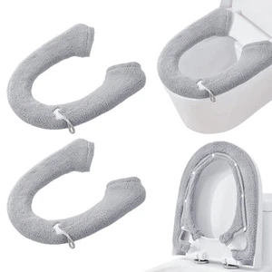 2 Packs Toilet Seat Cover, Plush Warm Bathroom Toilet Seat Cushion with Snaps... - Picture 1 of 9