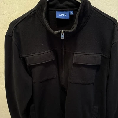 Apt. 9 Mens Black Full-Zip Mock Neck Jacket Size XL Soft Casual Cotton/Polyester - Image 1 of 4