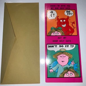 Vintage 70s Greeting Card Devil Angel Do's & Don'ts unused - Picture 1 of 5