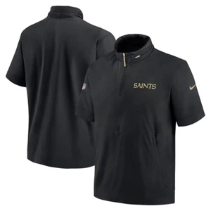 NEW ORLEANS SAINTS Nike Sideline Coach Short Sleeve Half-Zip Hoodie Jacket SZ M - Picture 1 of 5