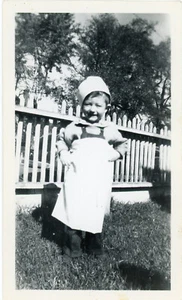 Vintage Snapshot Photo Child Wearing Apron Cook Hat Cute Chef Children Food 99 - Picture 1 of 1