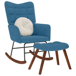 Schaukelstuhl mit Hocker Blauer Samt - Bild 1 von 11