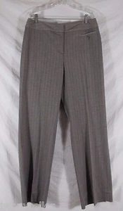 Atelier Gray Striped Herringbone Dress Pants UNHEMMED Poly Viscose Spandex 10 - Picture 1 of 11