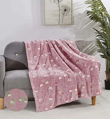 "Manta impresa que brilla en la oscuridad suave decoración de felpa difusa para niños adolescentes 50""x60""" Foto 1 de 3