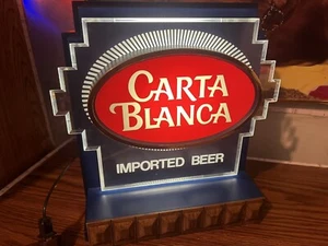 CARTA BLANCA LIGHTED IMPORTED BEER SIGN.GREAT CONDITION WORKS. WITH ORIGINAL BOX - Picture 1 of 23