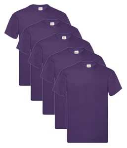 5 PACK PURPLE Fruit of the Loom Original Crew Neck t shirt-mens tops Lot - Picture 1 of 5