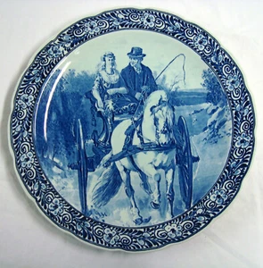 Carruaje de Caballos Blanco Esfinge Real Delft Azul Holanda 15 Placa Cargador Maastricht - Imagen 1 de 5