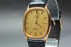 【Exc+5】 Vintage Omega DeVille Cal. 1365 Square Gold Mens Quartz Watch From Japan - Picture 1 of 10