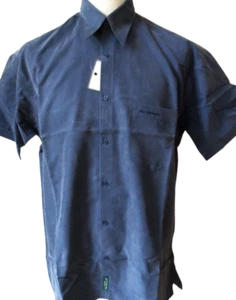 Ben Sherman shirt short sleeve men's size large navy blue polynosic - Picture 1 of 6