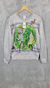 Suéter Rick and Morty para hombre gris mediano manga larga NUEVO - Imagen 1 de 14