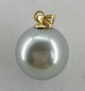 AAAA huge grey 11-12mm natural south sea pearl pendant 14K Yellow Gold - Picture 1 of 3