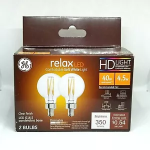 GE Relax Led Candelabra Bulbs Soft White Dimmable 40 Watts G16.5 - Picture 1 of 2