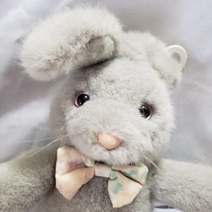 Dakin Gray Rabbit Plush Stuffed Animal Musical Pink Eyes Bunny 8 Inch 1991 - Picture 1 of 10
