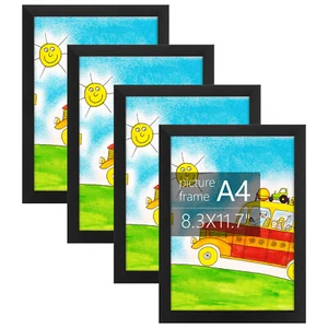 A2 A3 A4 Black Picture Frame Solid Wood for Posters Photos Prints Acrylic Glass - Picture 1 of 12