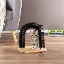 Cat Self-Groomer - Bristle Ring Brush Cat Arch with Carpeted Base, Back Scratche