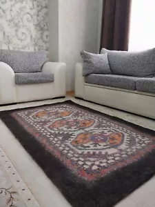 Tekke Filzteppich 5'5"" x 3'6"" Schafwollfläche Handarbeit Turkmenische Teke Ornamente (Göl) - Bild 1 von 6