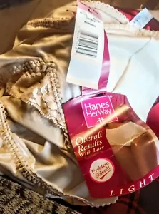 RARE❤️Vintage Hanes Her Way Satin Nylon Hi Cut Control Brief Panty Beige W/TAGS - Picture 1 of 7