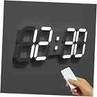 3D Led Wall Clock Big Plus White With Remote Control, 15 Inch, Modern, 12/24