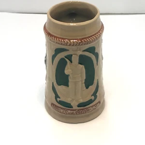Vintage Germany Beer Stein Gluck Auf Good Luck Brown and Green Ceramic - Picture 1 of 12