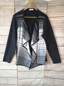 Calvin Klein Womens Cardigan Jumper Size 18-20 (1XL) Long Sleeve Black White - Picture 1 of 12