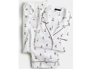 J.CREW Cotton Pajama Set Skier White/Navy M