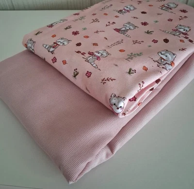 Oeko-Tex Baumwolljersey / Babycord, Feincord  rosa 50 x 140/150 xm - Bild 1 von 2