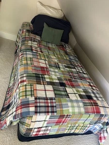 TWO Pottery Barn Quilt Madras Plaid Patchwork Reversible $160 for both - Picture 1 of 4