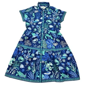 Printfresh Easy Elegance Buttton Up Dress in Oceania Sea Creatures Sz XS - Picture 1 of 23