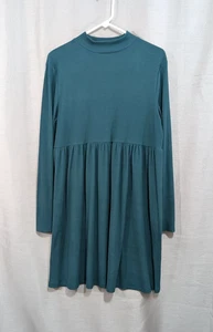 So Junior XXL Dress Mock Turtleneck Green Ribbed Babydoll Christmas Holiday Cozy - Picture 1 of 15