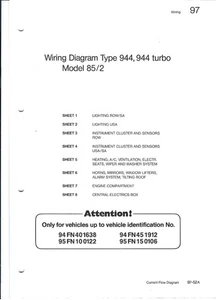 1985 Porsche 944/944 Turbo original factory wiring diagram set US/ROW - Picture 1 of 1