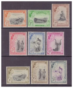 Swaziland QEII 1956 Pictorial Definitive set to 1/3d + 5/- MM/MH SG53-60 + 62 - Picture 1 of 2