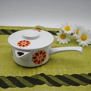 Vintage Sauciere Keramik weiß mit Blütenmotiv rot gelb Mid Century 17 cm Servier - Picture 1 of 10