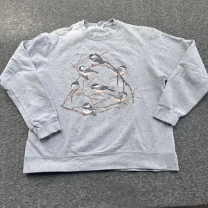 Vintage Oma Sweatshirt mit Rundhalsausschnitt Küken Vögel Naturecore Cottagecore Large - Bild 1 von 9