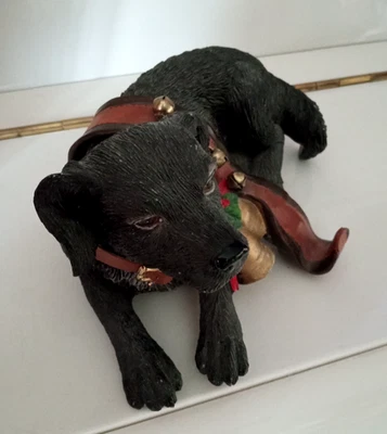 Suporte de meia de resina vintage para cachorros Labrador Retriever preto Natal - Imagem 1 de 4