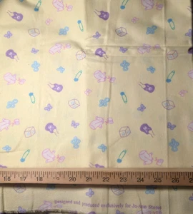 Snuggle Baby Pins Blocks Clothes Yellow Flannel Craft Sewing Fabric 50" Joann - Picture 1 of 1