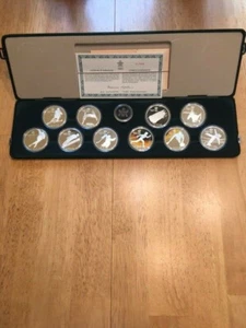 1988 Calgary Winter Olympic Proof Silver Coin Set 10 Coins & Can Nat Park Coin - Picture 1 of 9