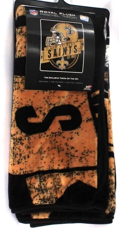 The Northwest Company NFL New Orleans Saints Royal Plush Raschel Throw 50" X 60" Cover