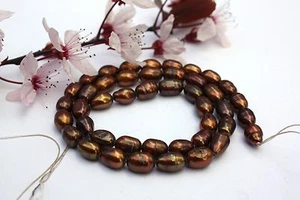 OV188 Zuchtperlen Strang Süßwasser Perlen Schmuck Kette Halskette 5-6 mm Oval - Bild 1 von 1