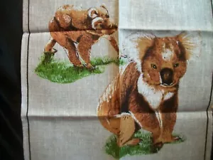 Toalla koala australiana impresa a mano vintage cocina lino recuerdo TW276 - Imagen 1 de 12