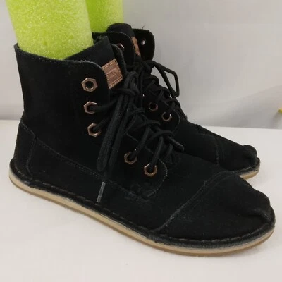 Toms Chukka Tomboy Botas Cuero Negro Gamuza Zapatos Mujer Talla 7 Foto 1 de 4